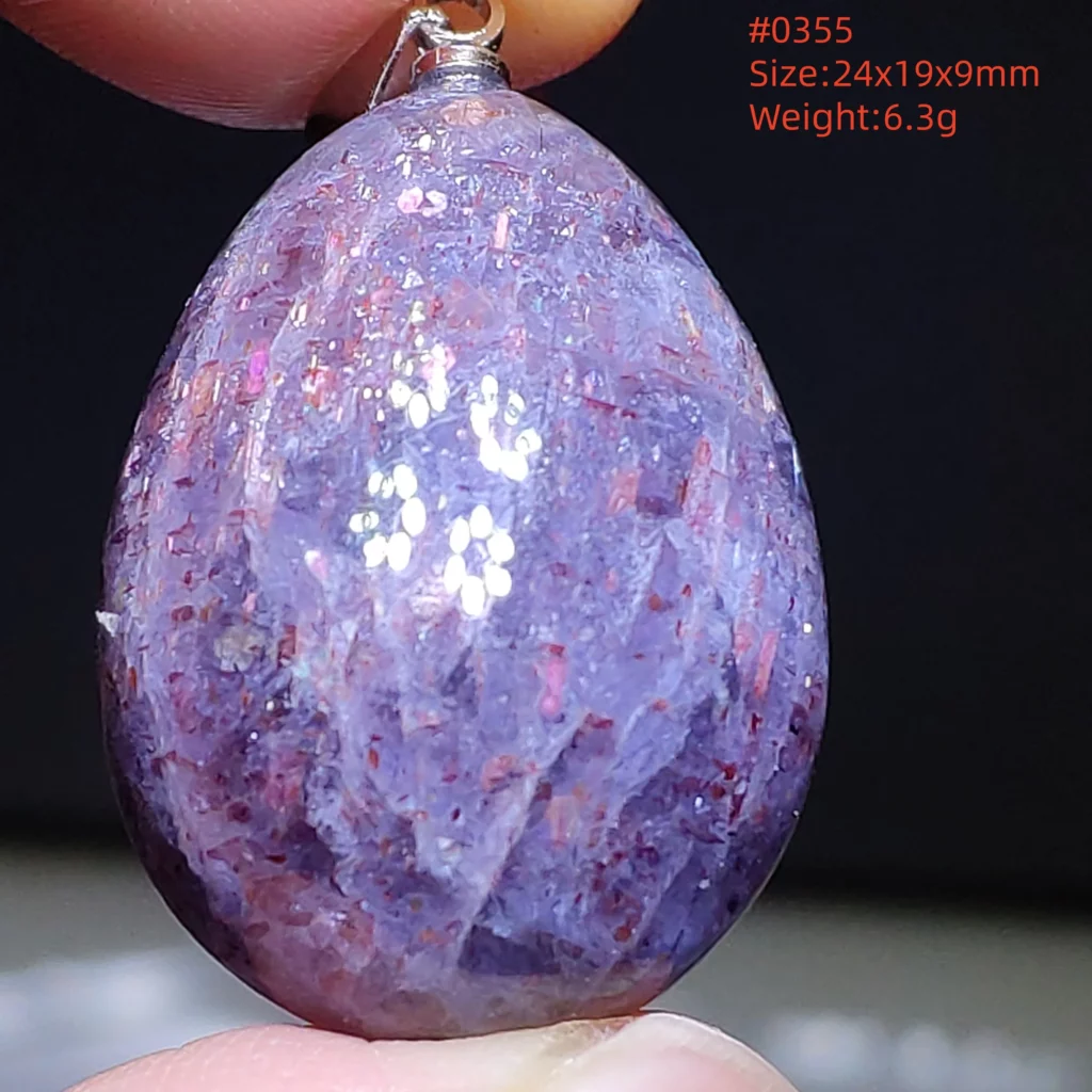 Blue Iolite Dichroite Pendant Necklace, Star Light Heart Drop