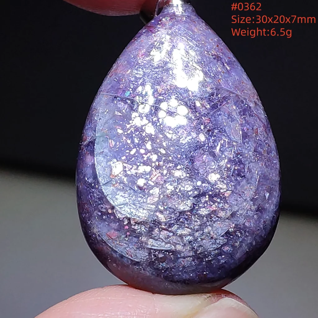 Blue Iolite Dichroite Pendant Necklace, Star Light Heart Drop