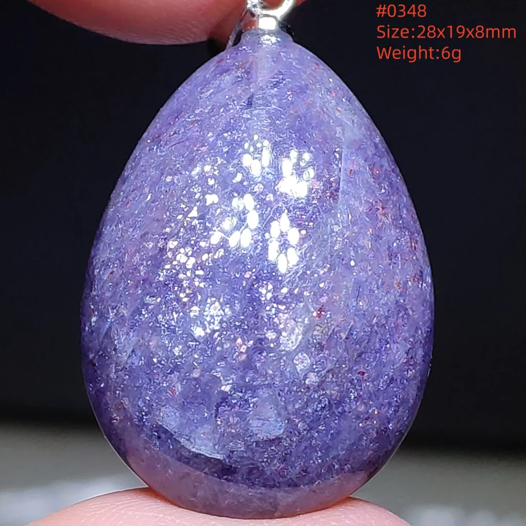 Blue Iolite Dichroite Pendant Necklace, Star Light Heart Drop