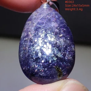 Blue Iolite Dichroite Pendant Necklace, Star Light Heart Drop - Image 46