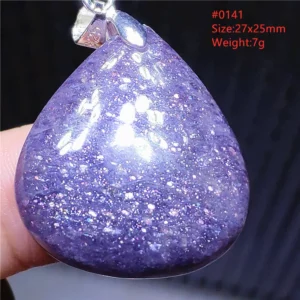 Blue Iolite Dichroite Pendant Necklace, Star Light Heart Drop - Image 9