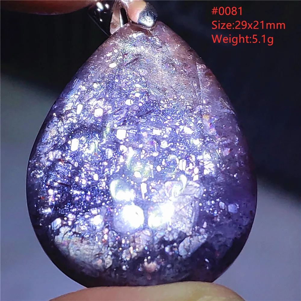 Blue Iolite Dichroite Pendant Necklace, Star Light Heart Drop