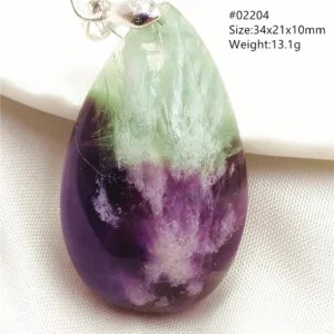 Natural Blue-Green Fluorite Water Drop Pendant Necklace - Image 25