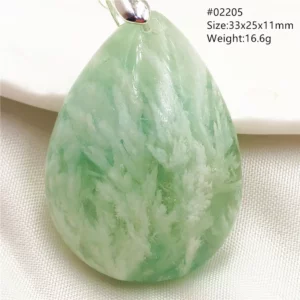 Natural Blue-Green Fluorite Water Drop Pendant Necklace - Image 24