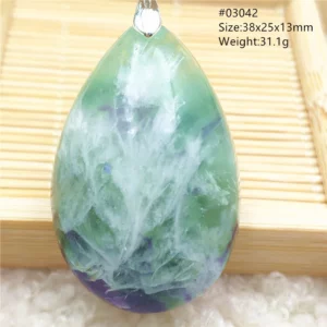 Natural Blue-Green Fluorite Water Drop Pendant Necklace - Image 46