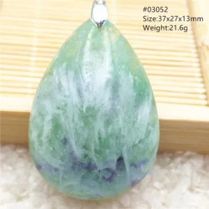 Natural Blue-Green Fluorite Water Drop Pendant Necklace - Image 56