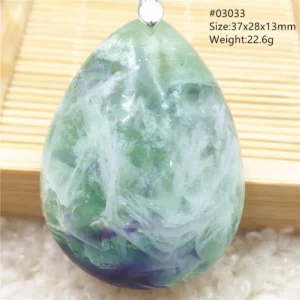 Natural Blue-Green Fluorite Water Drop Pendant Necklace - Image 62