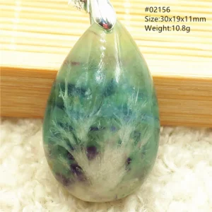 Natural Blue-Green Fluorite Water Drop Pendant Necklace - Image 20