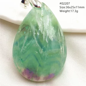 Natural Blue-Green Fluorite Water Drop Pendant Necklace - Image 30