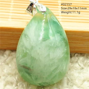 Natural Blue-Green Fluorite Water Drop Pendant Necklace - Image 21