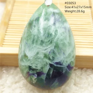 Natural Blue-Green Fluorite Water Drop Pendant Necklace - Image 57