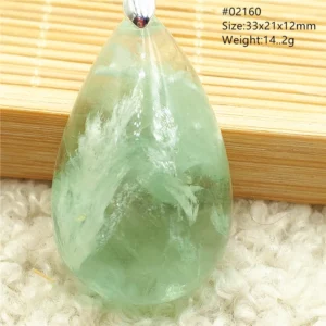 Natural Blue-Green Fluorite Water Drop Pendant Necklace - Image 22