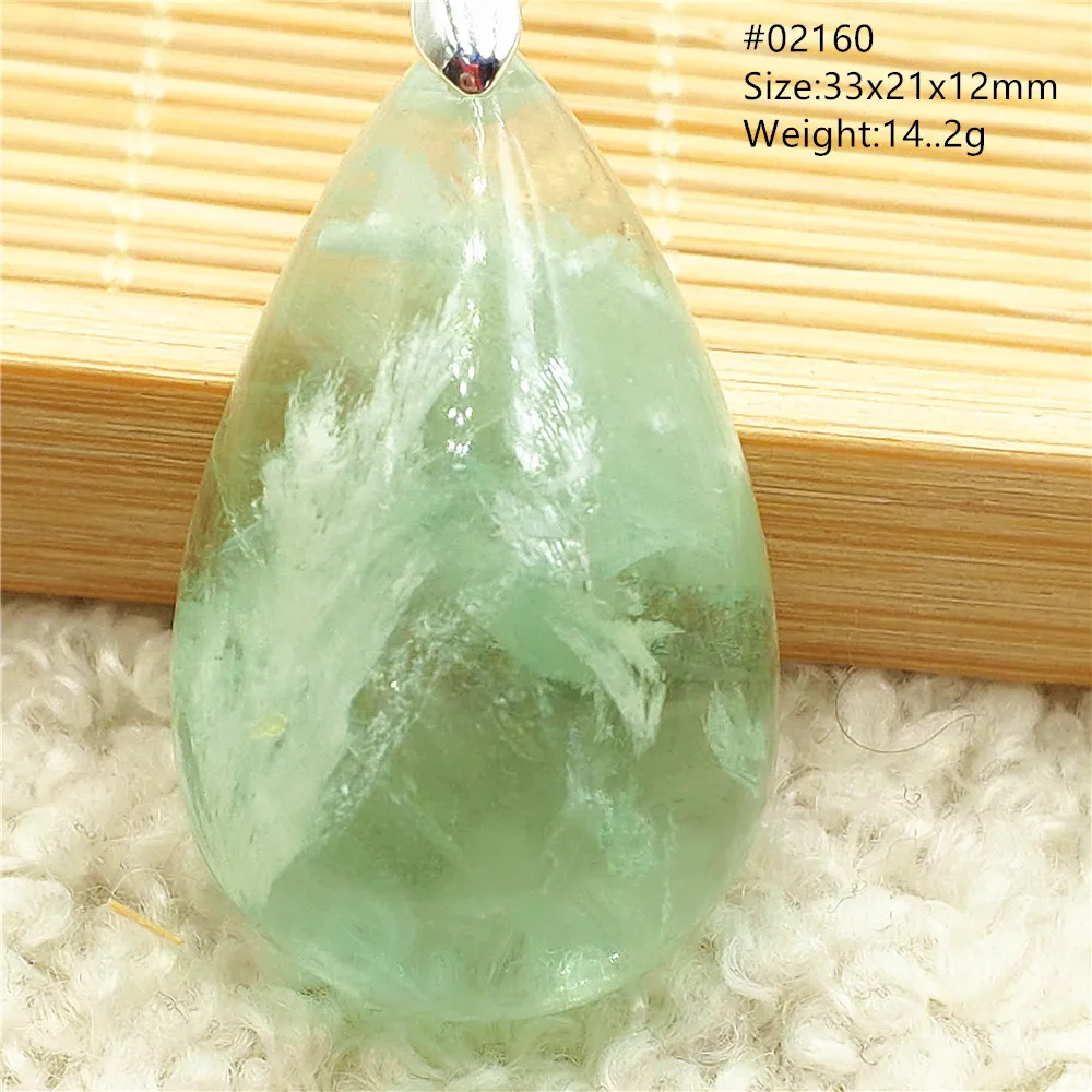 Natural Blue-Green Fluorite Water Drop Pendant Necklace