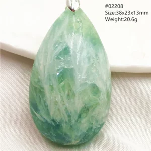 Natural Blue-Green Fluorite Water Drop Pendant Necklace - Image 29