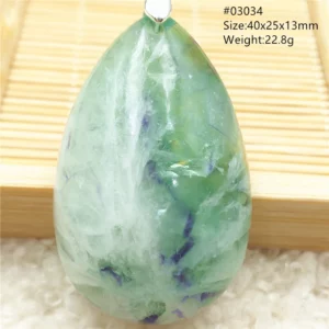 Natural Blue-Green Fluorite Water Drop Pendant Necklace - Image 60