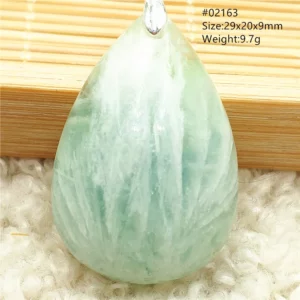 Natural Blue-Green Fluorite Water Drop Pendant Necklace - Image 18