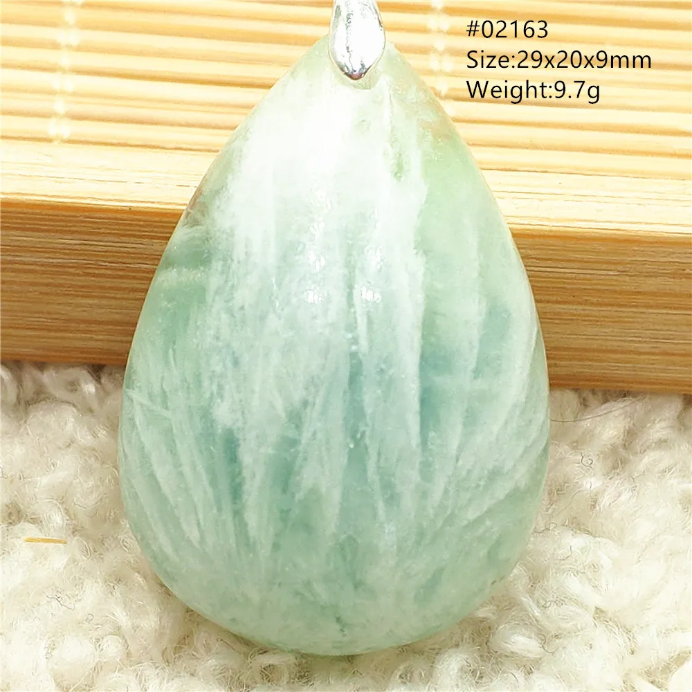 Natural Blue-Green Fluorite Water Drop Pendant Necklace