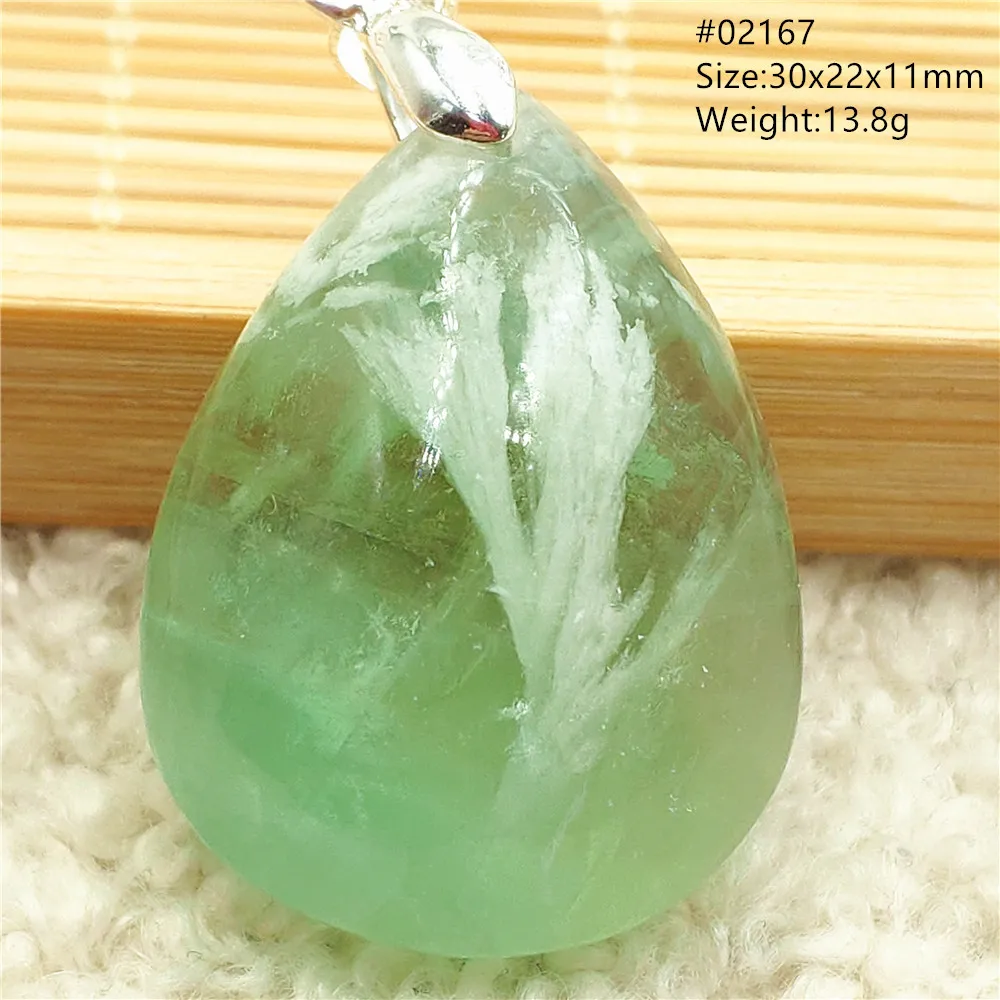 Natural Blue-Green Fluorite Water Drop Pendant Necklace