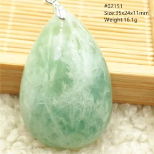 Natural Blue-Green Fluorite Water Drop Pendant Necklace - Image 35