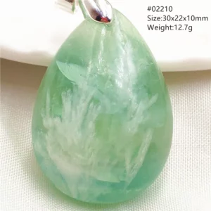 Natural Blue-Green Fluorite Water Drop Pendant Necklace - Image 38