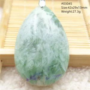 Natural Blue-Green Fluorite Water Drop Pendant Necklace - Image 52