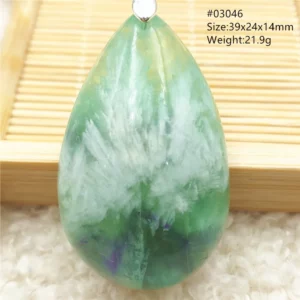 Natural Blue-Green Fluorite Water Drop Pendant Necklace - Image 51
