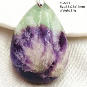 Natural Blue-Green Fluorite Water Drop Pendant Necklace - Image 36
