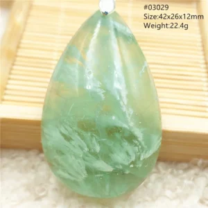 Natural Blue-Green Fluorite Water Drop Pendant Necklace - Image 42