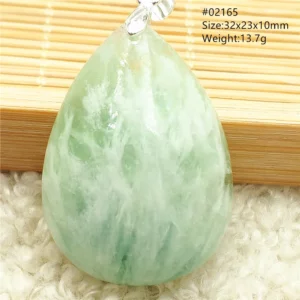 Natural Blue-Green Fluorite Water Drop Pendant Necklace - Image 37