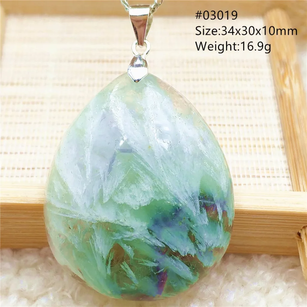 Natural Blue-Green Fluorite Water Drop Pendant Necklace