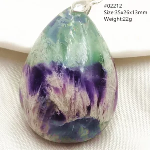 Natural Blue-Green Fluorite Water Drop Pendant Necklace - Image 34