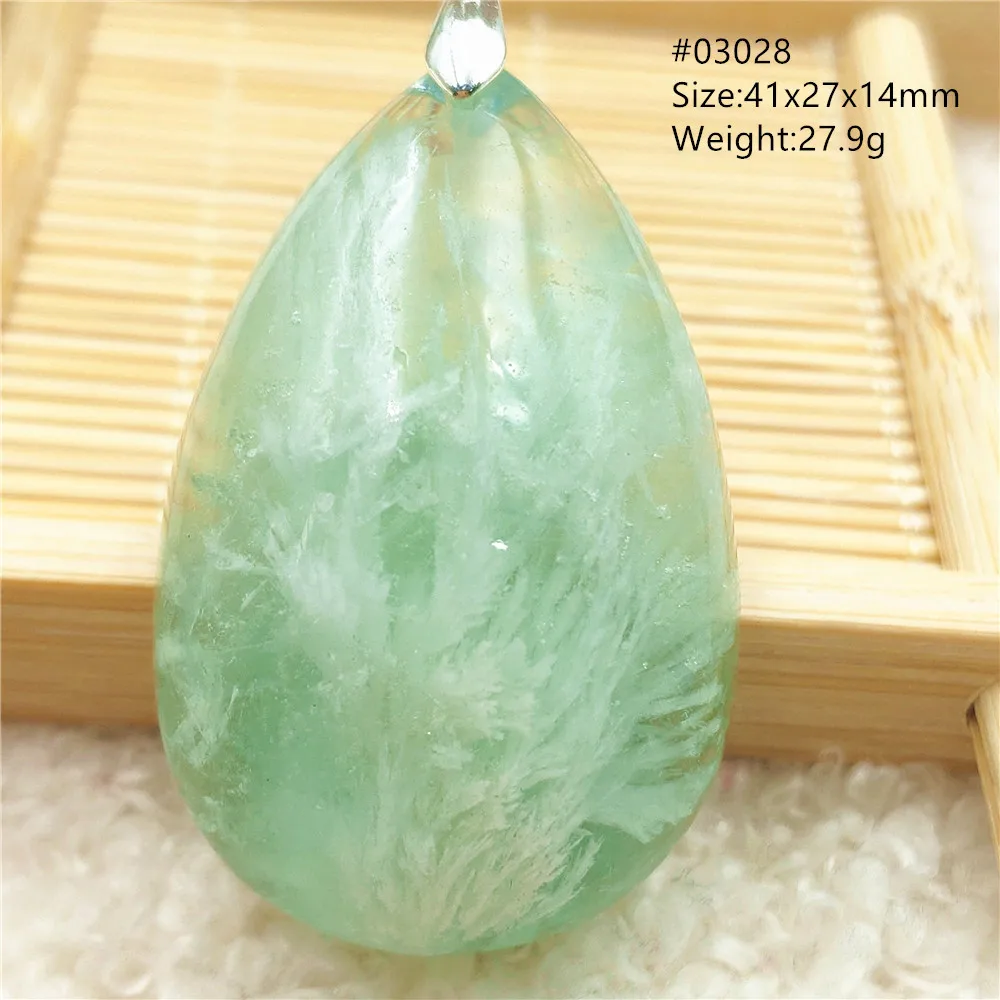 Natural Blue-Green Fluorite Water Drop Pendant Necklace