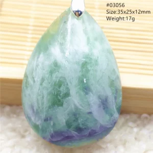 Natural Blue-Green Fluorite Water Drop Pendant Necklace - Image 65