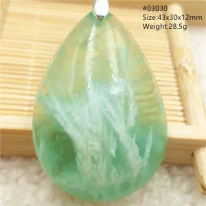 Natural Blue-Green Fluorite Water Drop Pendant Necklace - Image 44