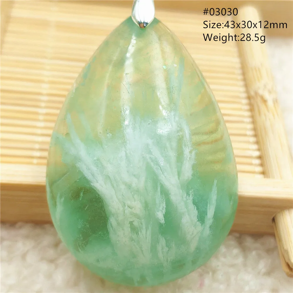 Natural Blue-Green Fluorite Water Drop Pendant Necklace