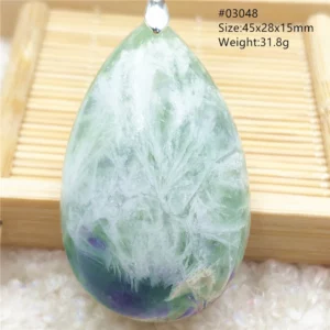 Natural Blue-Green Fluorite Water Drop Pendant Necklace - Image 53