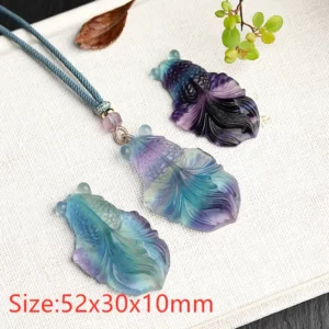Natural Blue-Green Fluorite Water Drop Pendant Necklace - Image 41