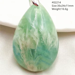 Natural Blue-Green Fluorite Water Drop Pendant Necklace - Image 11