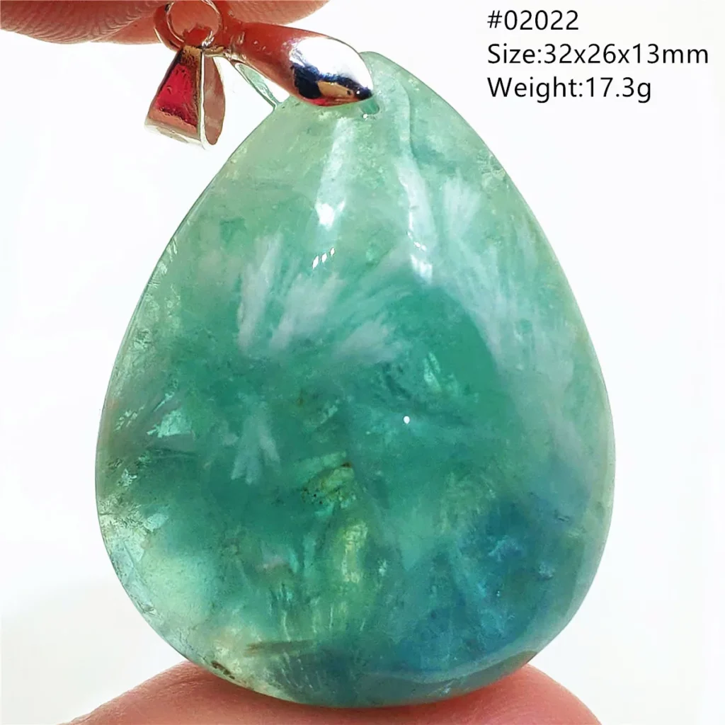 Natural Blue-Green Fluorite Water Drop Pendant Necklace