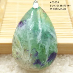 Natural Blue-Green Fluorite Water Drop Pendant Necklace - Image 66