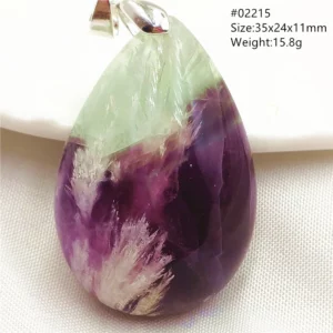 Natural Blue-Green Fluorite Water Drop Pendant Necklace - Image 10