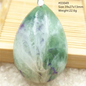 Natural Blue-Green Fluorite Water Drop Pendant Necklace - Image 55