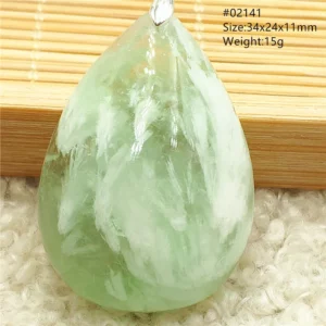 Natural Blue-Green Fluorite Water Drop Pendant Necklace - Image 7