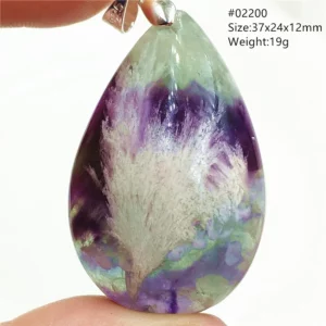 Natural Blue-Green Fluorite Water Drop Pendant Necklace - Image 19
