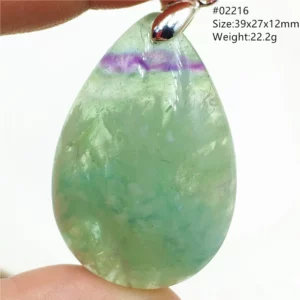 Natural Blue-Green Fluorite Water Drop Pendant Necklace - Image 9