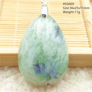 Natural Blue-Green Fluorite Water Drop Pendant Necklace - Image 72