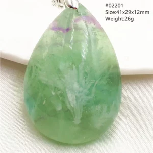 Natural Blue-Green Fluorite Water Drop Pendant Necklace - Image 17
