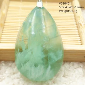 Natural Blue-Green Fluorite Water Drop Pendant Necklace - Image 43