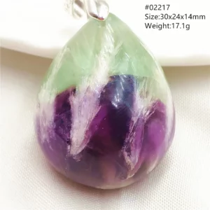 Natural Blue-Green Fluorite Water Drop Pendant Necklace - Image 8
