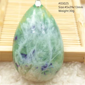 Natural Blue-Green Fluorite Water Drop Pendant Necklace - Image 49